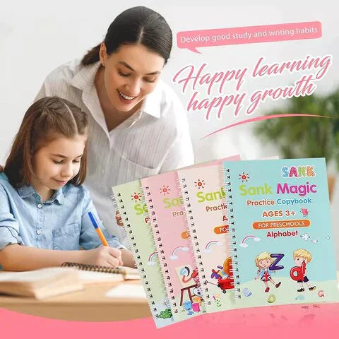 ✨Handwriting Practice Copybook📚, (4 Book + 1 Pen+ 10 Refill +1 Grip)✍