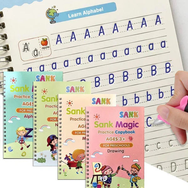 ✨Handwriting Practice Copybook📚, (4 Book + 1 Pen+ 10 Refill +1 Grip)✍
