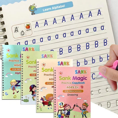 ✨Handwriting Practice Copybook📚, (4 Book + 1 Pen+ 10 Refill +1 Grip)✍