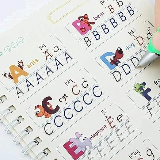 ✨Handwriting Practice Copybook📚, (4 Book + 1 Pen+ 10 Refill +1 Grip)✍