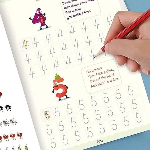 ✨Handwriting Practice Copybook📚, (4 Book + 1 Pen+ 10 Refill +1 Grip)✍