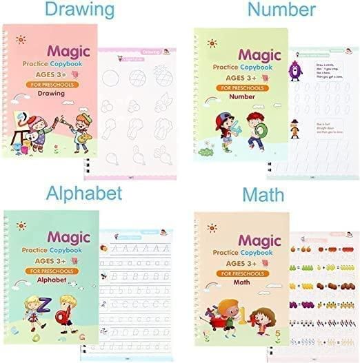 ✨Handwriting Practice Copybook📚, (4 Book + 1 Pen+ 10 Refill +1 Grip)✍