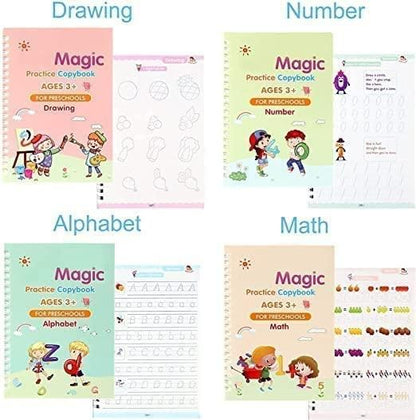 ✨Handwriting Practice Copybook📚, (4 Book + 1 Pen+ 10 Refill +1 Grip)✍